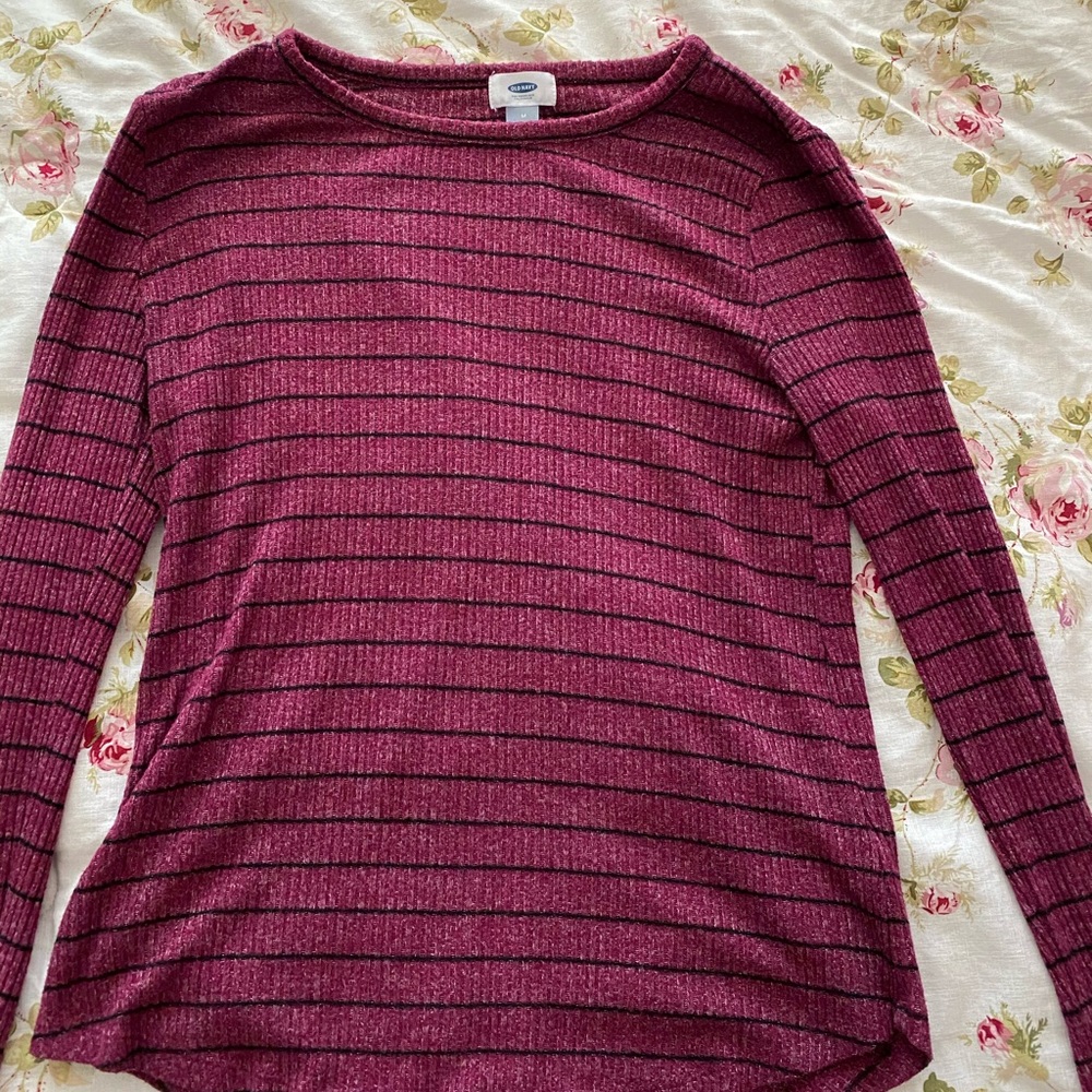 Wine long sleeve ribbed tee